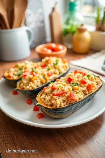 Mediterrane Träume: Vegetarisch gefüllte Auberginen mit Quinoa und Feta steps