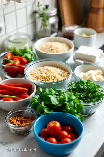 Mediterraner Quinoa-Salat mit Feta und Oliven ingredients