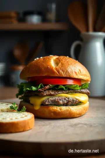 Saftiger Hamburger mit hausgemachtem Brioche-Brötchen presentation