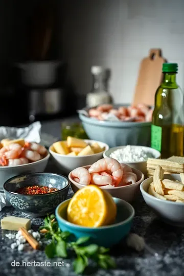 Shrimps in Knoblauchbutter mit Zitrone und Petersilie ingredients