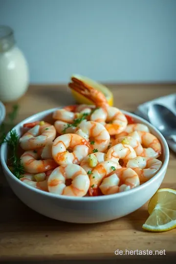 Shrimps in Knoblauchbutter mit Zitrone und Petersilie presentation