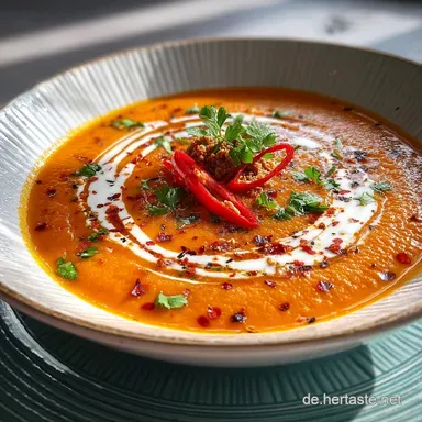 20 Minuten Rezept: Ajvar Suppe mit Hackfleisch & Schmelzk&auml;se Rezeptkarte