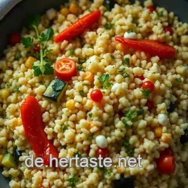 Aromatischer Gem&uuml;se-Couscous mit frischen Kr&auml;utern Rezeptkarte