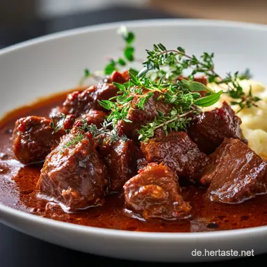 Großmutters Rindergulasch Butterzart schmoren und tiefgründig genießen Rezeptkarte