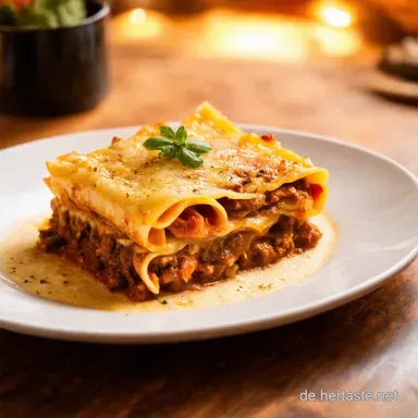 BlitzLasagne Schnelle Lasagne mit Hackfleisch und FeierabendGl&uuml;ck Rezeptkarte