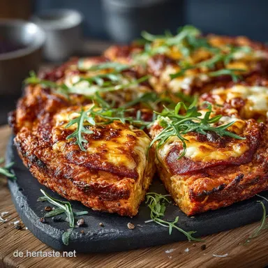 Knusprige Low Carb K&auml;sebodenPizza Das 4Zutaten Rezept f&uuml;r den Feierabend