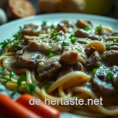 Leckeres Boeuf Stroganoff: Ein einfaches Rezept f&uuml;r Gaumenfreuden Rezeptkarte