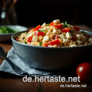 Leckerer Couscous-Salat mit frischem Gem&uuml;se &ndash; Ideal f&uuml;r Grillpartys! Rezeptkarte