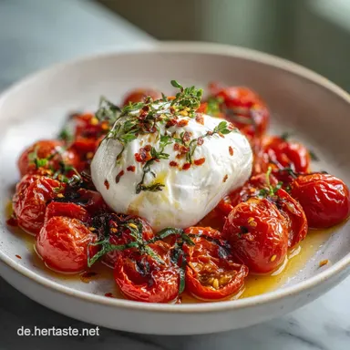 Burrata Rezept: Pfannenger&ouml;stete Tomaten in 20 Minuten Rezeptkarte