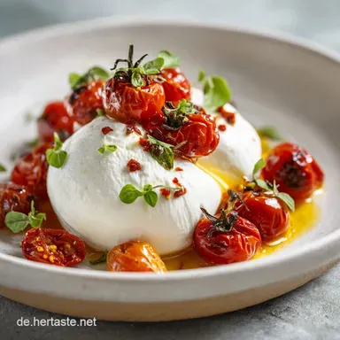 Burrata Rezept: Pfannenger&ouml;stete Tomaten in 20 Minuten