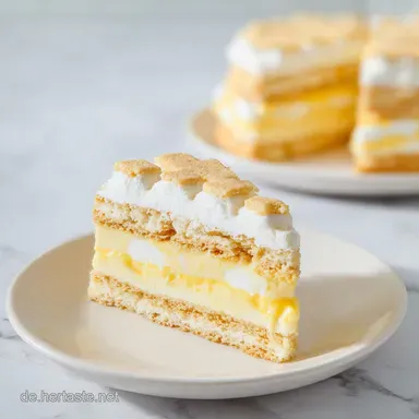 Kekskuchen mit Vanillepudding