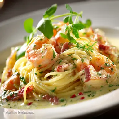 Capellini mit Garnelen in ZitronenSahnesauce: Cremig, schnell elegant