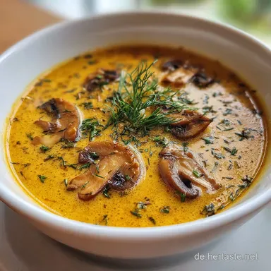 Champignon Suppe mit Curry einfach lecker: Cremig & W&uuml;rzig Rezeptkarte