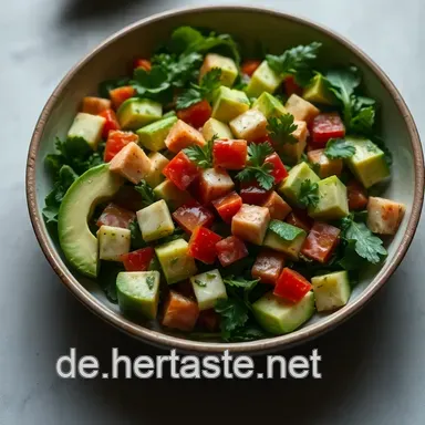 Cremiger Avocado Salat mit frischen Kr&auml;utern und Limetten-Dressing Rezeptkarte