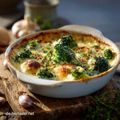 BrokkoliKarottenGratin Goldener Klassiker mit B&eacute;chamel Muskatnuss Rezeptkarte
