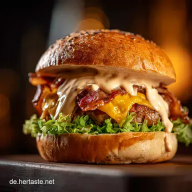Beste Burger Sauce Rezept Meine cremige Geheimso&szlig;e f&uuml;r Burger PommesDip Rezeptkarte