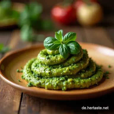 Intensives B&auml;rlauch Pesto selber machen in 15 Minuten Fr&uuml;hlingsKlassiker Rezeptkarte
