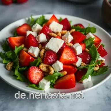 Erfrischender Salat mit Erdbeeren, Feta & Waln&uuml;ssen - Ein Sommergenuss Rezeptkarte
