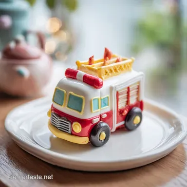 Feuerwehr Motivkuchen: Schritt-f&uuml;r-Schritt mit 16 Portionen Rezeptkarte