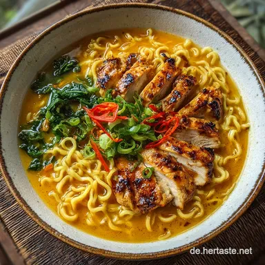 Feuriges H&auml;hnchen-Ramen mit cremiger So&szlig;e Rezeptkarte