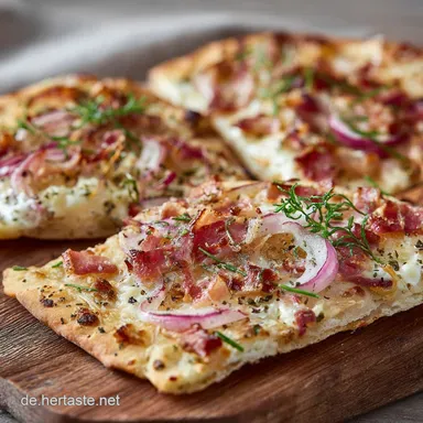 Fluffige Flammkuchen Br&ouml;tchen Els&auml;ssische Versuchung zum Backen Rezeptkarte