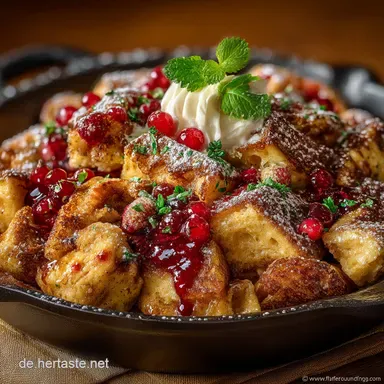 Kaiserschmarrn Rezept fluffig Original Wiener Art Pfanne Backofen Trick Rezeptkarte