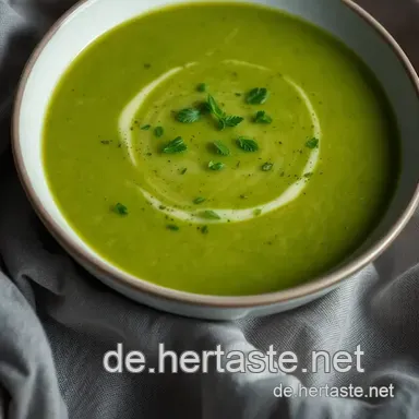 Frische Gr&uuml;ne Erbsensuppe: Ein einfaches, k&ouml;stliches Fr&uuml;hlingsgericht Rezeptkarte