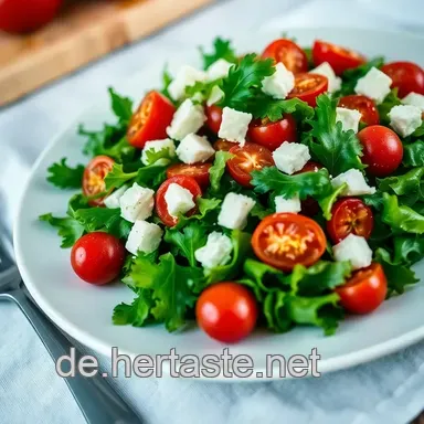 Frischer Rucola-Salat mit ger&ouml;steten Kirschtomaten - Ein Genuss f&uuml;r jeden Tag Rezeptkarte