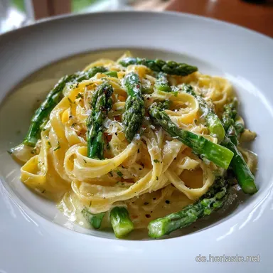 Fr&uuml;hlingspasta mit Spargel: Cremige Wein-Parmesan-Sauce Rezeptkarte