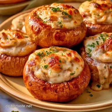 Gef&uuml;llte Champignons aus dem Airfryer Rezeptkarte