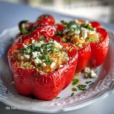 Gef&uuml;llte Paprika mit Reis Feta f&uuml;r 4 Rezeptkarte
