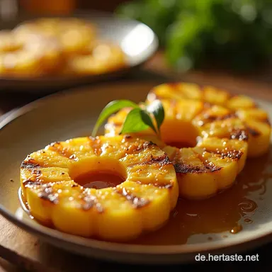 Gegrillte Ananas mit Honig Zimt Das einfache Grill Dessert Rezept Rezeptkarte