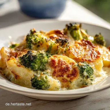 Brokkoli Kartoffel Gratin in 30 Minuten mit Bergk&auml;se Rezeptkarte