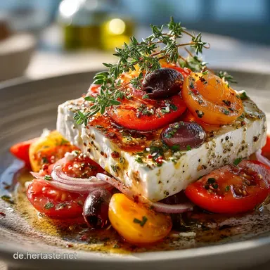 Griechischer Bauernsalat Original Rezept Horiatiki f&uuml;r das Urlaubsgef&uuml;hl Rezeptkarte