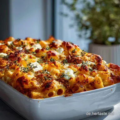 Griechischer Nudelauflauf f&uuml;r 4 Portionen Rezeptkarte