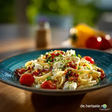 Griechischer Nudelsalat mit Feta Cremig w&uuml;rzig und schnell gemacht Rezeptkarte