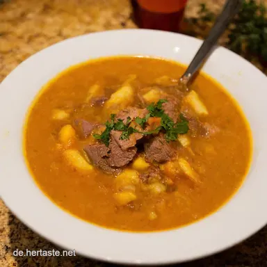 Hackfleisch Lauchsuppe Omas Rezept blitzschnell Rezeptkarte