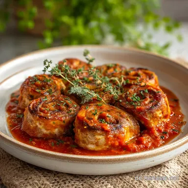 Hackröllchen in Tomatensauce als tolles Low Carb Hauptgericht: Ready in 30 Min Rezeptkarte