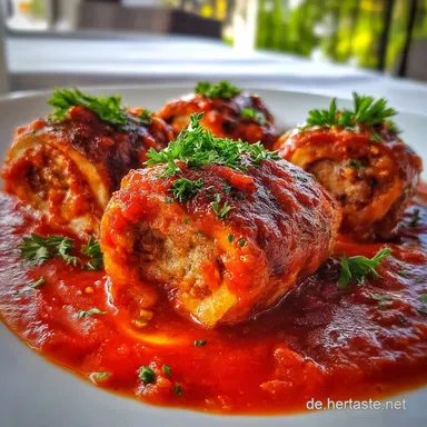 Hackr&ouml;llchen in Tomatensauce als tolles Low Carb Hauptgericht: Ready in 30 Min