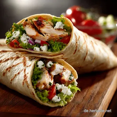 H&auml;hnchenWraps mit Salat und Feta: Proteinreicher Feierabend-Genuss in 30 Minuten Rezeptkarte