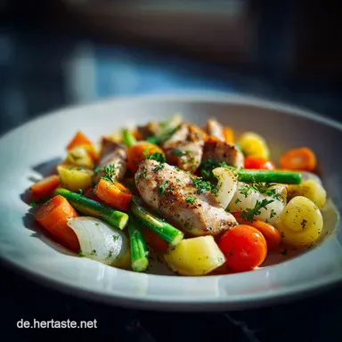 H&auml;hnchenpfanne Mit Gem&uuml;se f&uuml;r 2 Portionen Rezeptkarte
