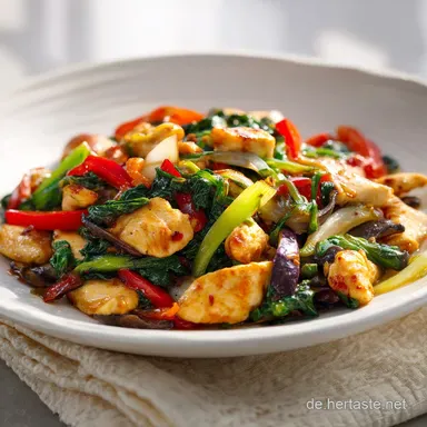 H&auml;hnchenpfanne Mit Gem&uuml;se f&uuml;r 2 Portionen