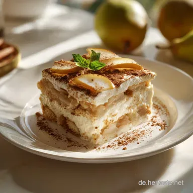 Birnen-Tiramisu f&uuml;r 6 Portionen mit Zimt und Mascarpone