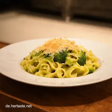 Brokkoli Nudeln Auflauf Omas Rezept mit K&auml;sekruste Rezeptkarte