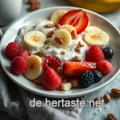 Mein Lieblings-Hirsebrei: Gesundes Fr&uuml;hst&uuml;ck mit Fr&uuml;chten und N&uuml;ssen Rezeptkarte