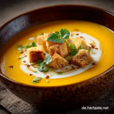 Cremige K&uuml;rbissuppe mit Hokkaido Das einfache HerbstRezept Rezeptkarte