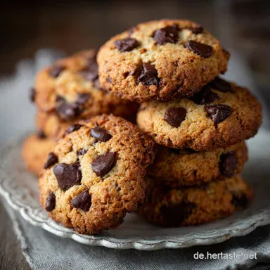 Low Carb Keto Chocolate Chip Cookies mit Mandelmeh Saftig Chewy Rezeptkarte