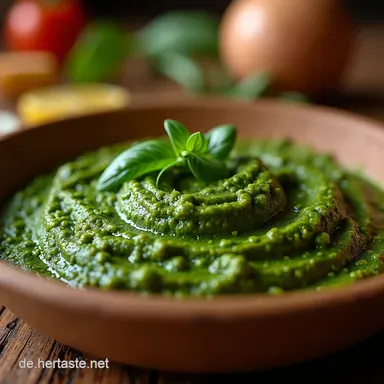 Pesto alla Genovese Das cremige selbst gemachte Basilikum Pesto Rezeptkarte