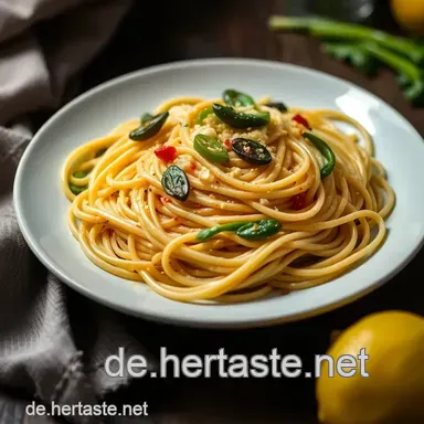 K&ouml;stliche Knoblauch Spaghetti mit Garnelen &ndash; Einfach und Schnell Zubereitet Rezeptkarte