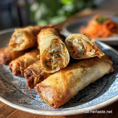 Knusprige Fr&uuml;hlingsrollen Rezept f&uuml;r 4 Portionen Rezeptkarte